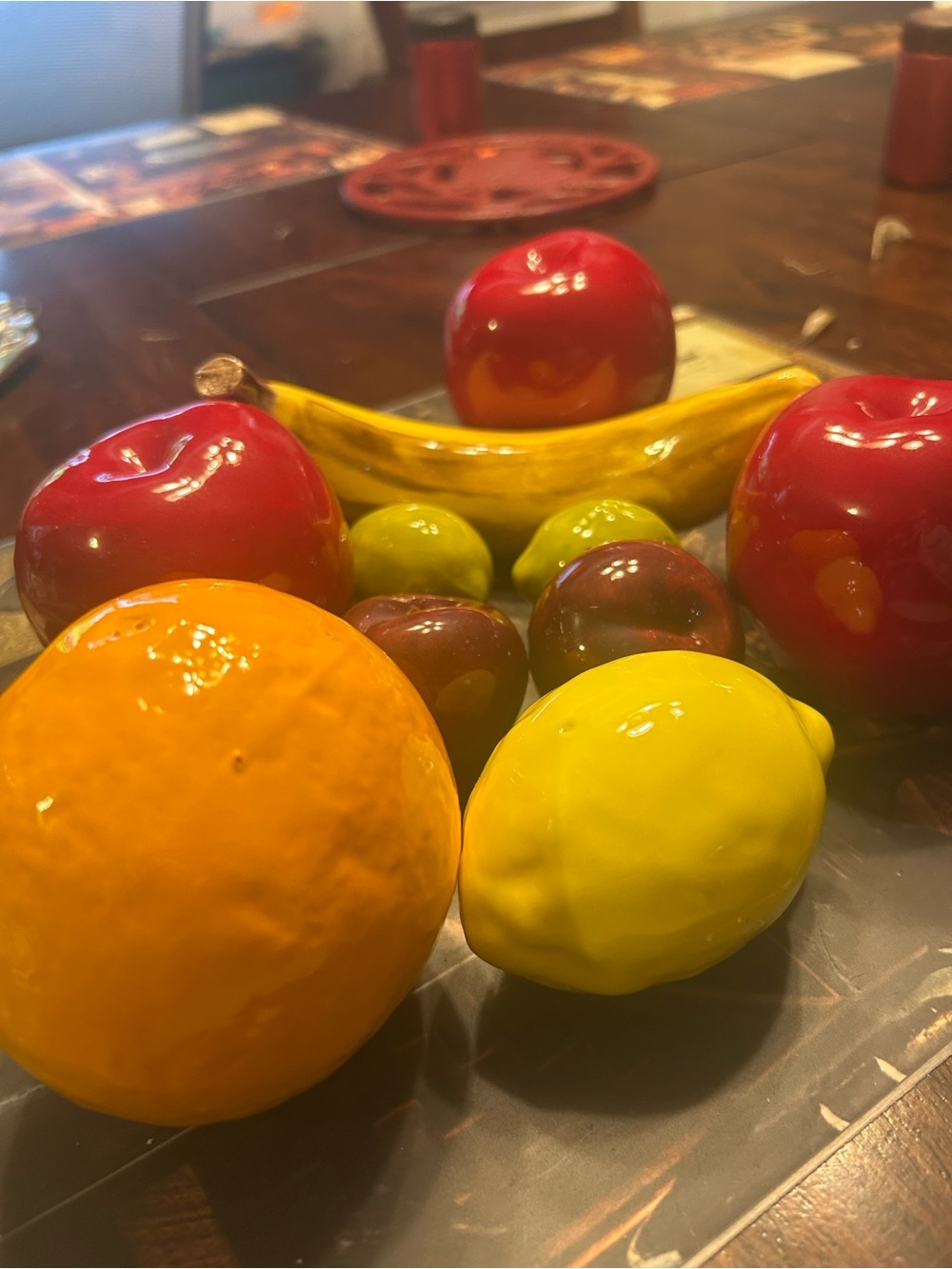 Colorful Glass Fruit - Yellow, Red, Orange
